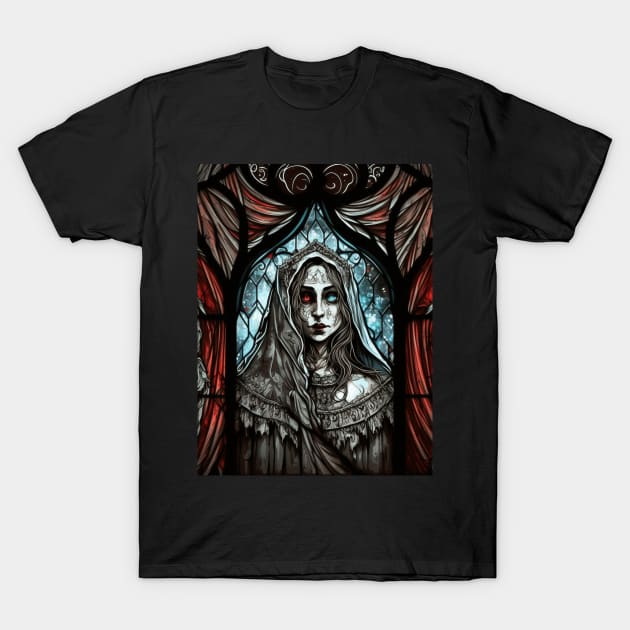 Stained Glass Zombie Girl Villager T-Shirt by Nightarcade